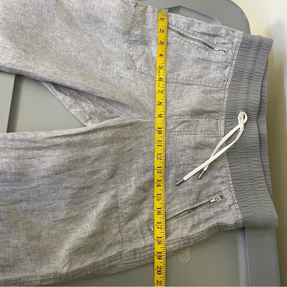 Athleta Women’s 6 Pull On Elastic Waist Gray Linen Wide Leg Pants Comfort Travel - Picture 9 of 12